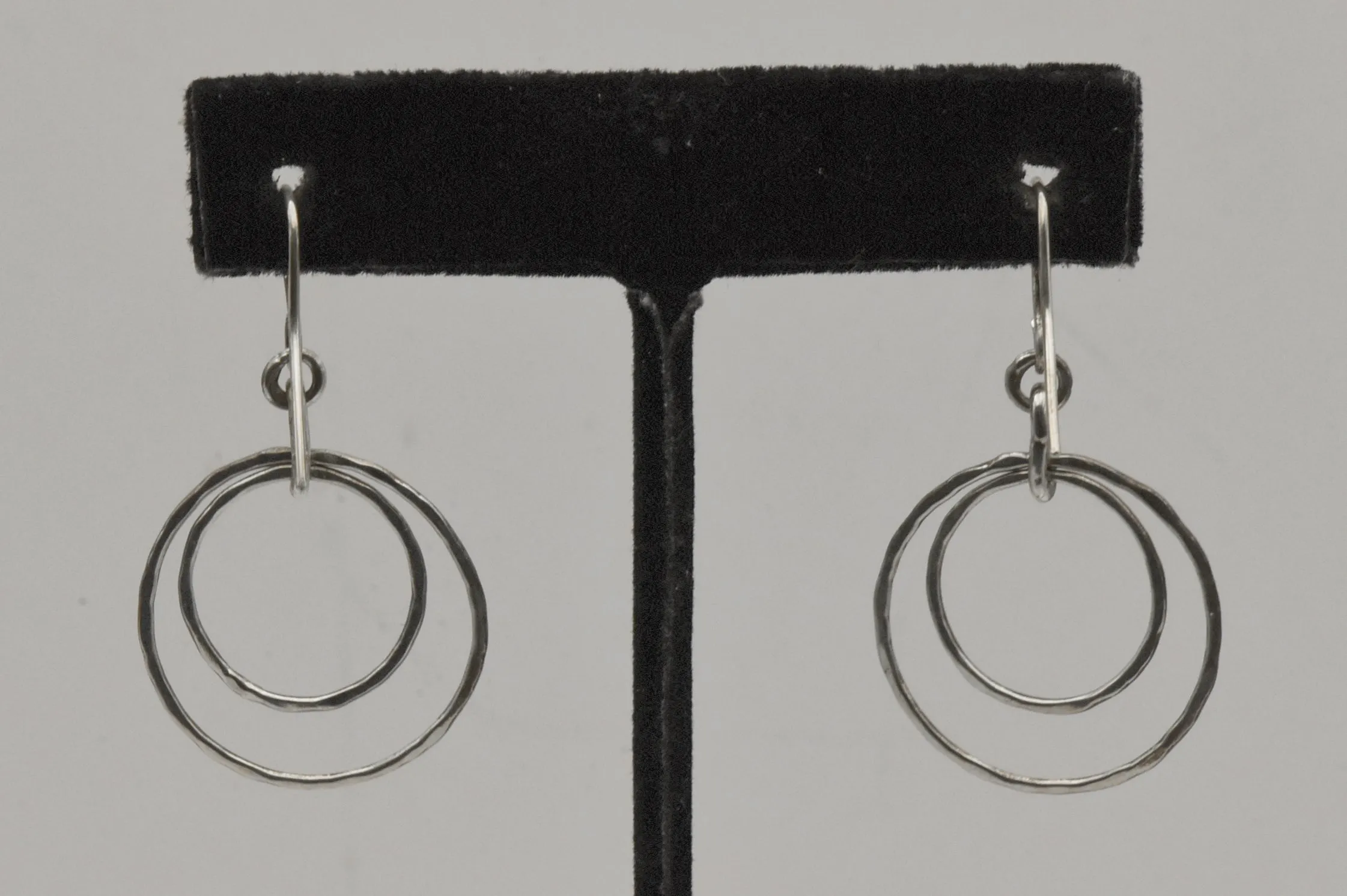 Vintage Handmade Silver Circle Dangle Earrings