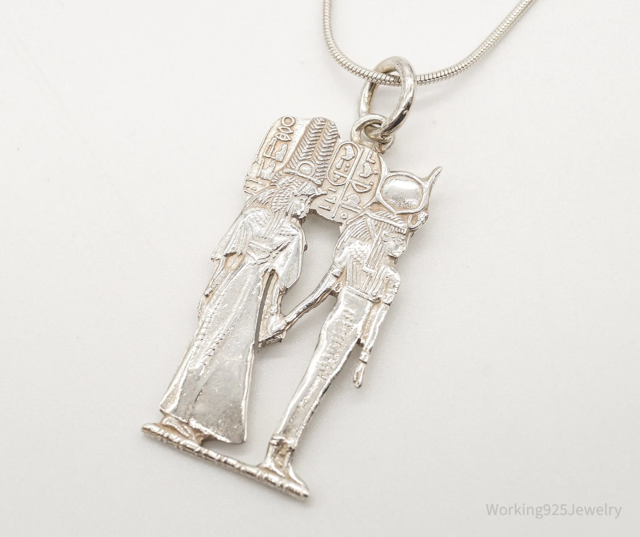 Vintage Large Egyptian Revival Sterling Silver Necklace