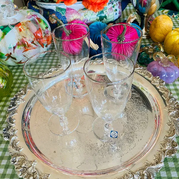 Vintage Lenox Glasses, Montclair Pattern, Platinum Trim,Hand Blown, 3 Sherbet, 5 Water, 4 Ice Tea