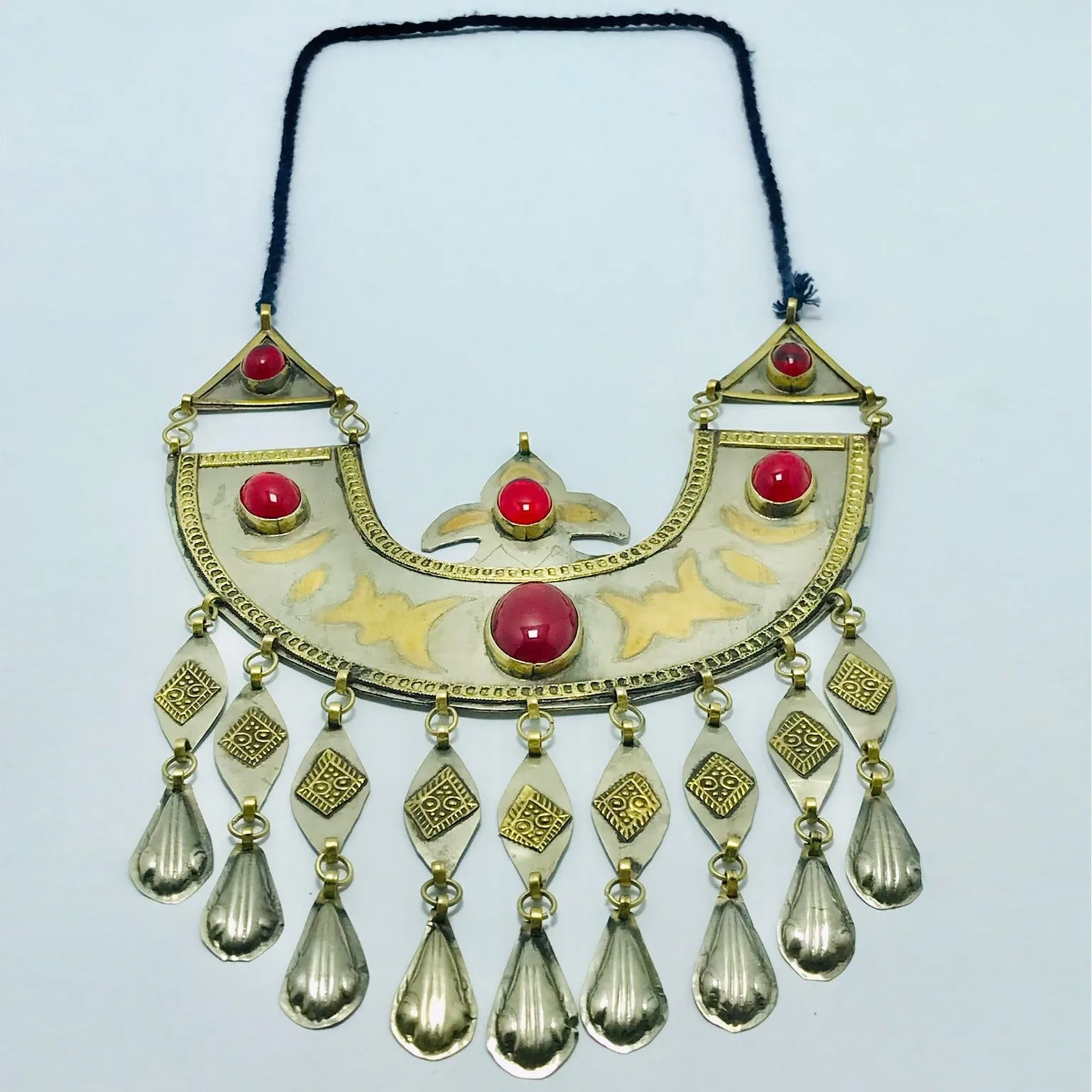 Vintage Long Chain Turkman Pendant Necklace