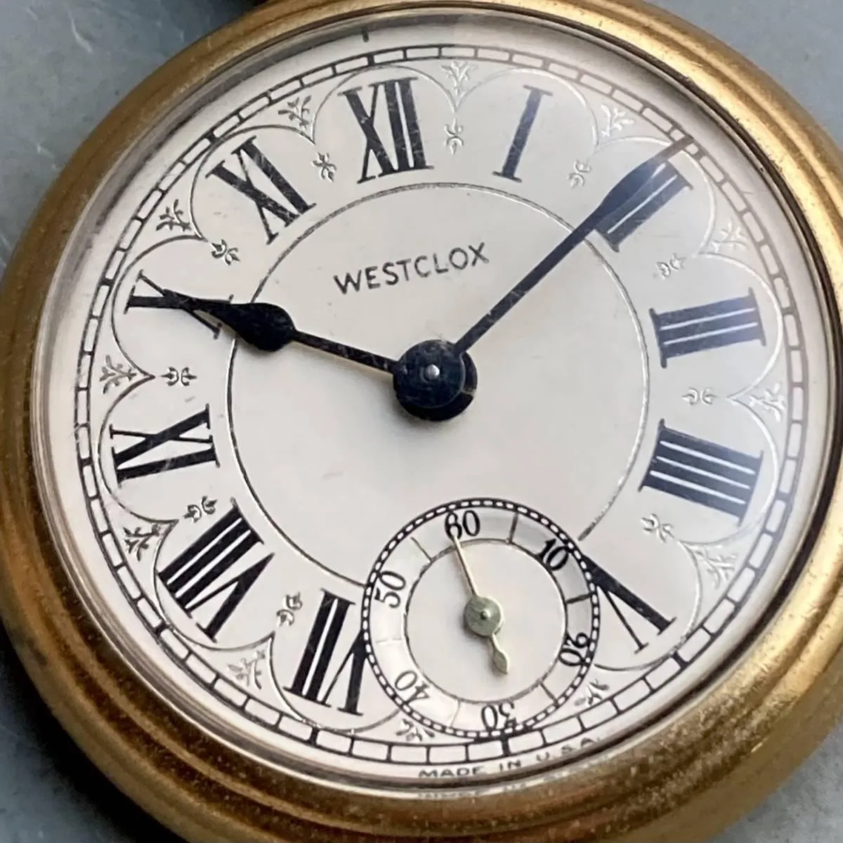 Vintage Pocket Watch Antique Westclox Manual 50mm Watch Vintage Gold