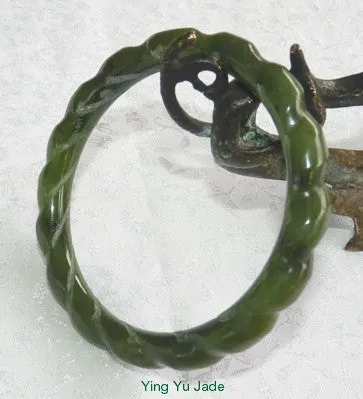 Vintage Rare Classic "Swirl" Nephrite Jade Bangle 60mm (V1292)