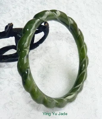 Vintage Rare Classic "Swirl" Nephrite Jade Bangle 60mm (V1292)