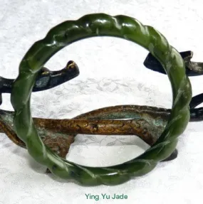 Vintage Rare Classic "Swirl" Nephrite Jade Bangle 60mm (V1292)