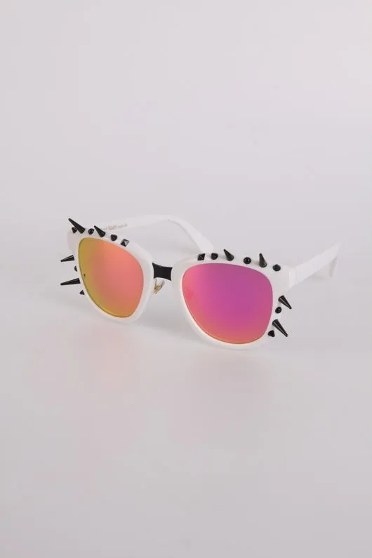 Vintage Retro Spike Detail Tinted Sunglasses