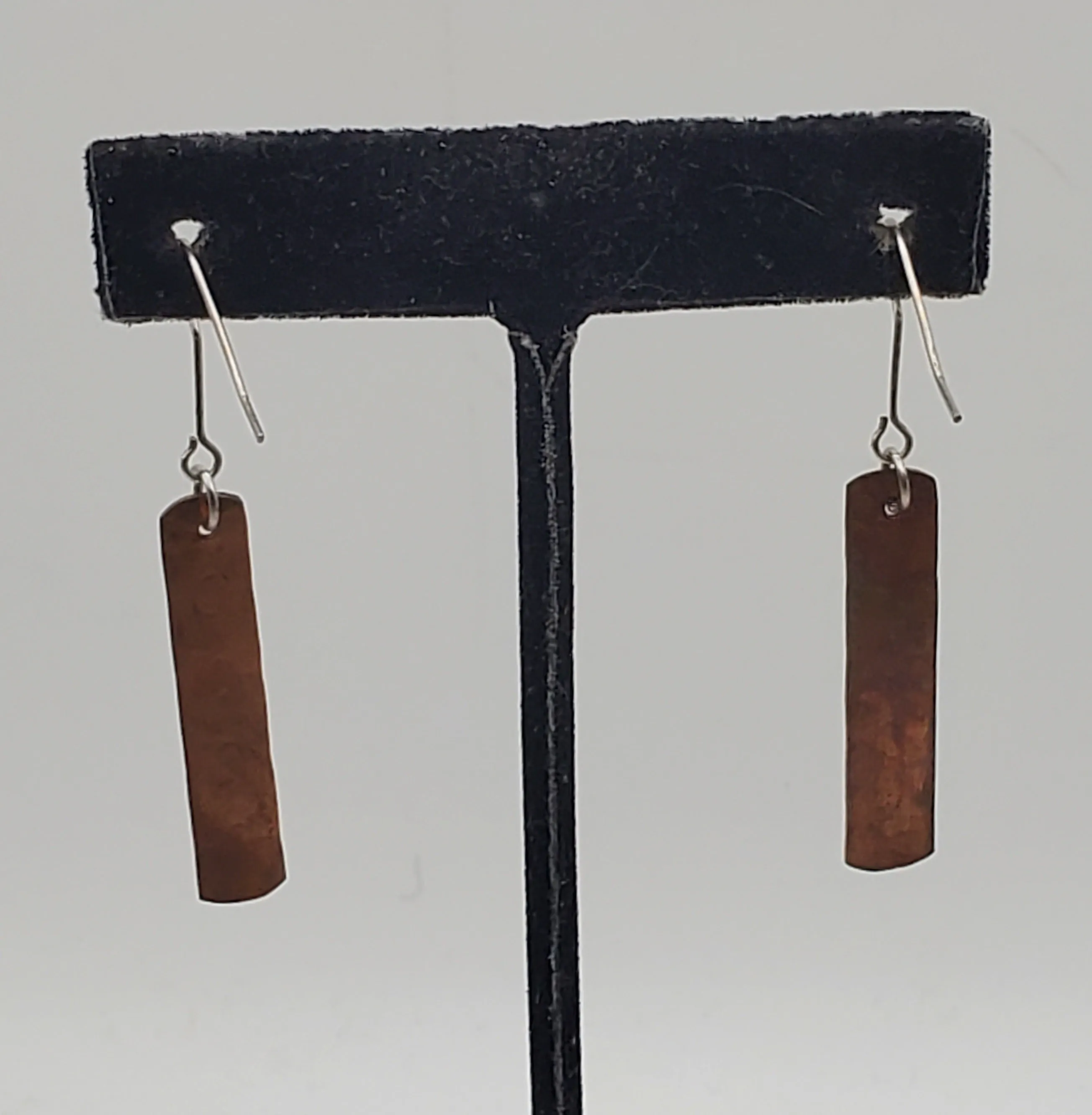 Vintage Stamped Design Copper Dangle Earrings