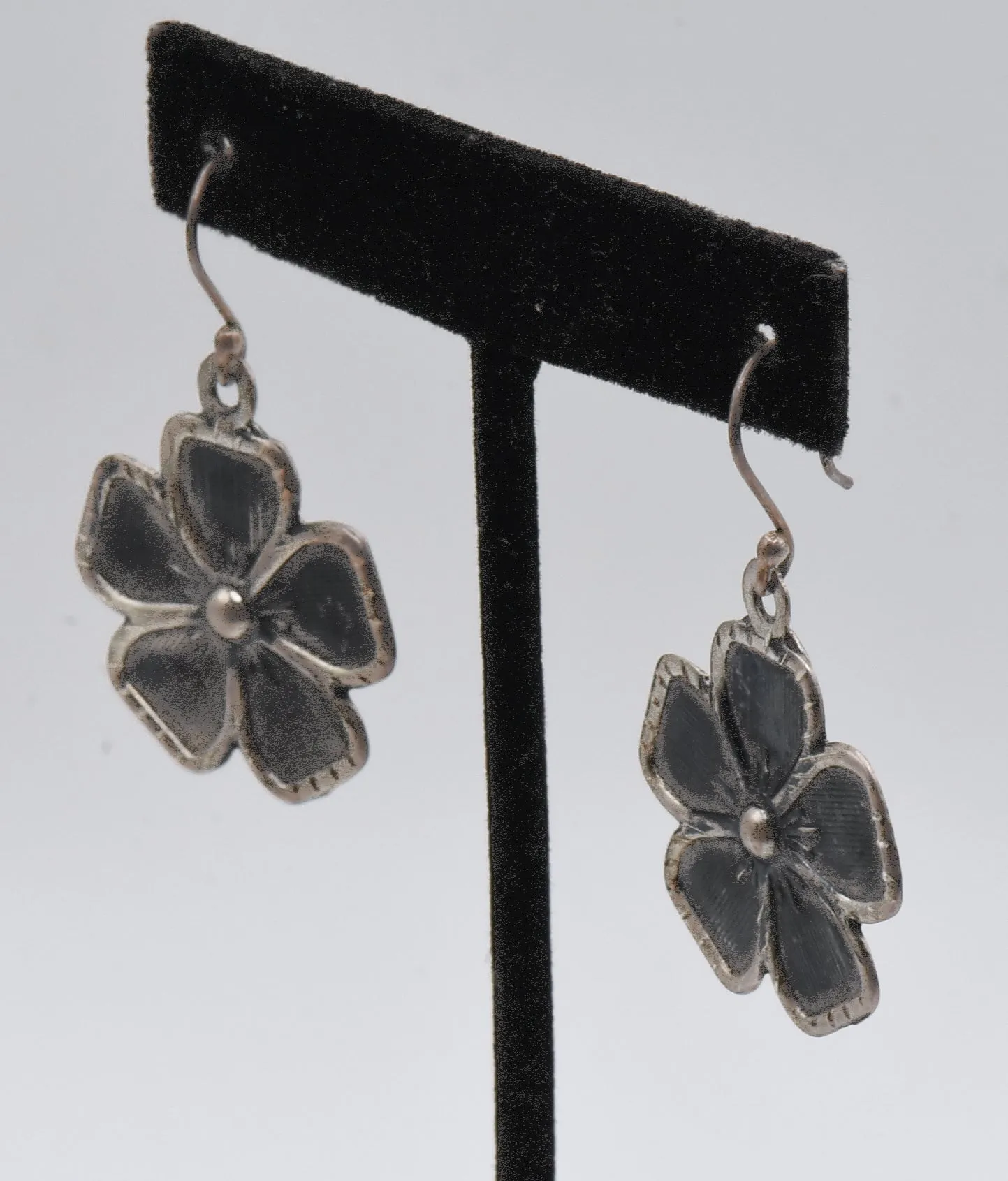 Vintage Sterling Silver Flower Dangle Earrings