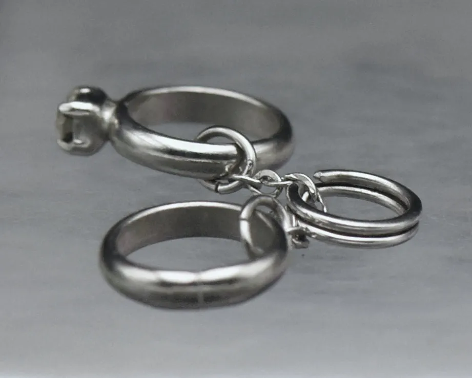 Vintage Wedding Rings Silver Tone Metal Charm