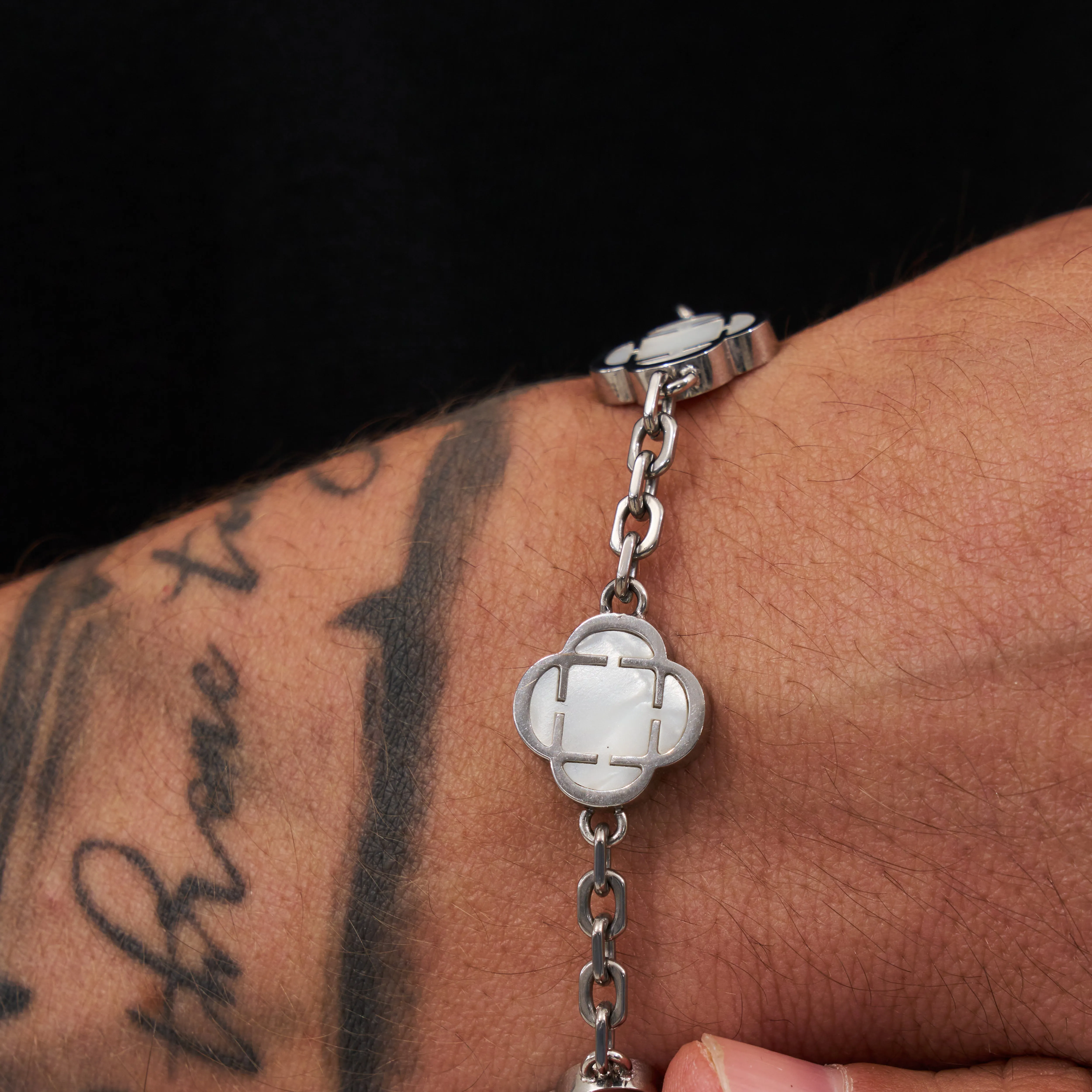 White Clover Stone Bracelet (Silver)