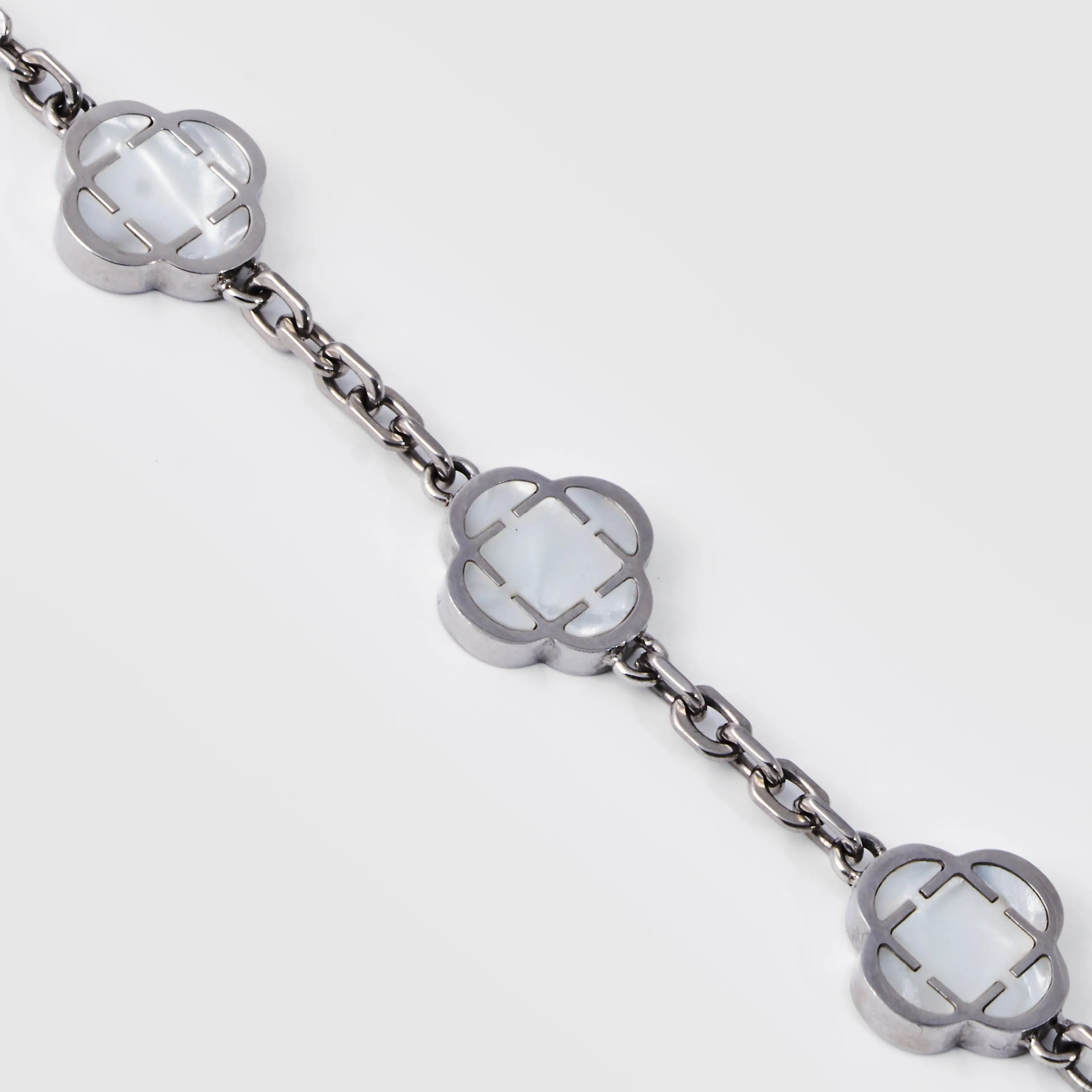 White Clover Stone Bracelet (Silver)