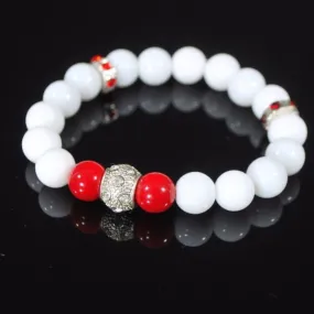 White Jade With Red Pearls Ascent Elegant  Bracelets