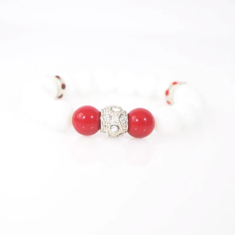 White Jade With Red Pearls Ascent Elegant  Bracelets