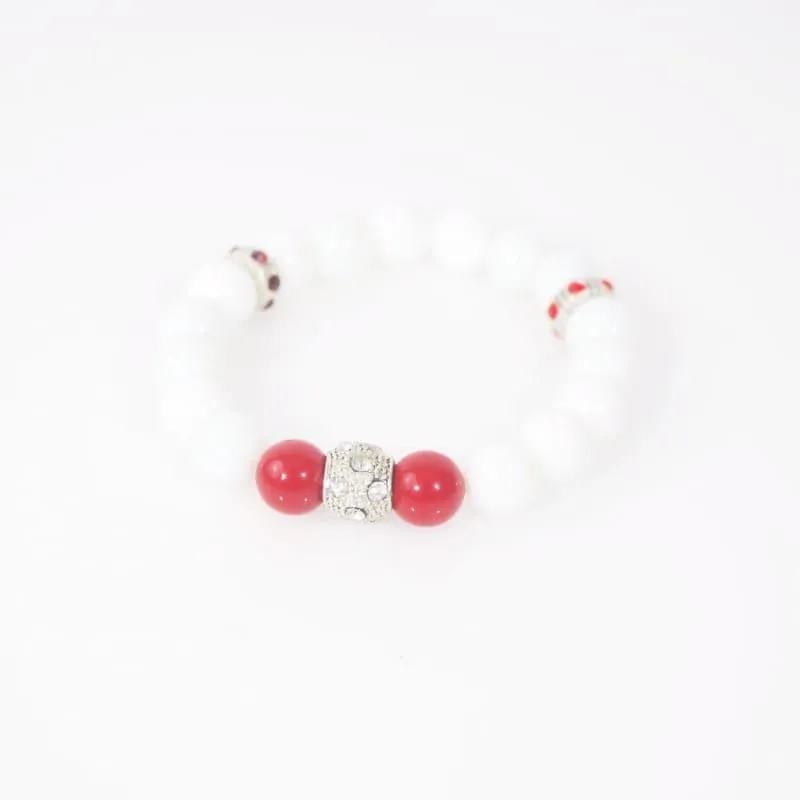 White Jade With Red Pearls Ascent Elegant  Bracelets