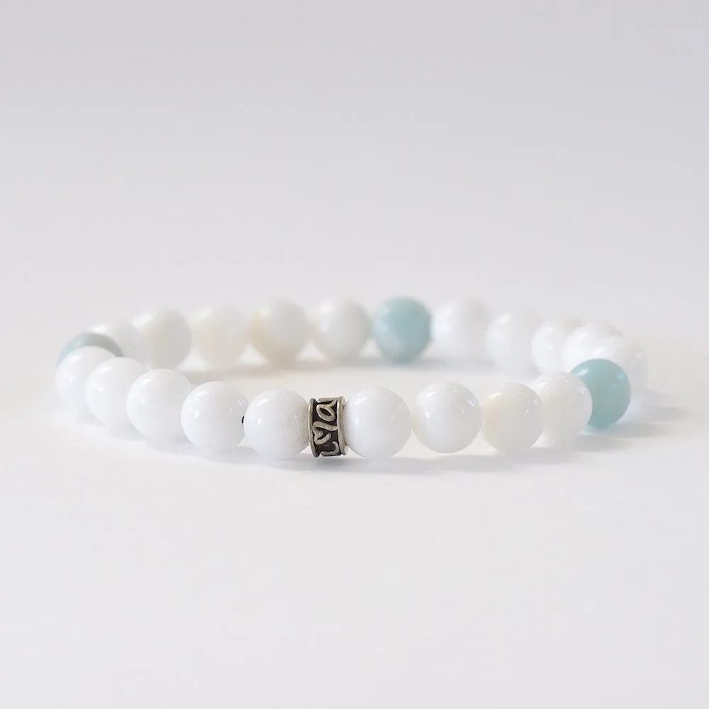 White light Gemstone Bracelet with Jade & Amazonite