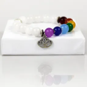 White Seven Chakra Bead Bracelet