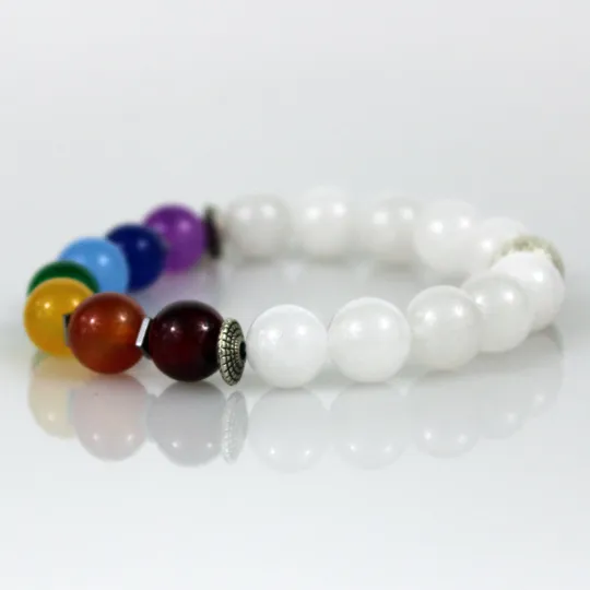 White Seven Chakra Bead Bracelet