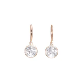 White Topaz Bezel Drop Earrings