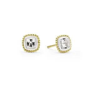 White Topaz Caviar Stud Earrings