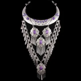 Women necklaces pendants Yunnan exaggeration Ethnic style Classic pendants Retro Miao silver collars jewelry