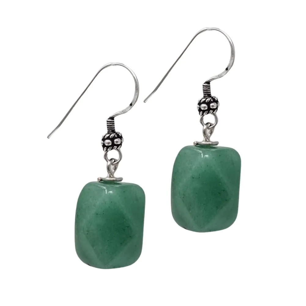 Women's Natural Gemstone Earrings 925 Sterling Silver - Green Aventurine