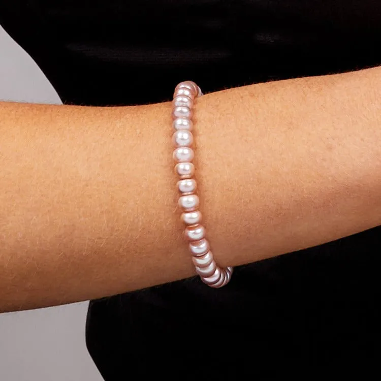 Women's Pearl Bracelet  6-7mm Pink Freshwater Pearl Bracelet Stretchy