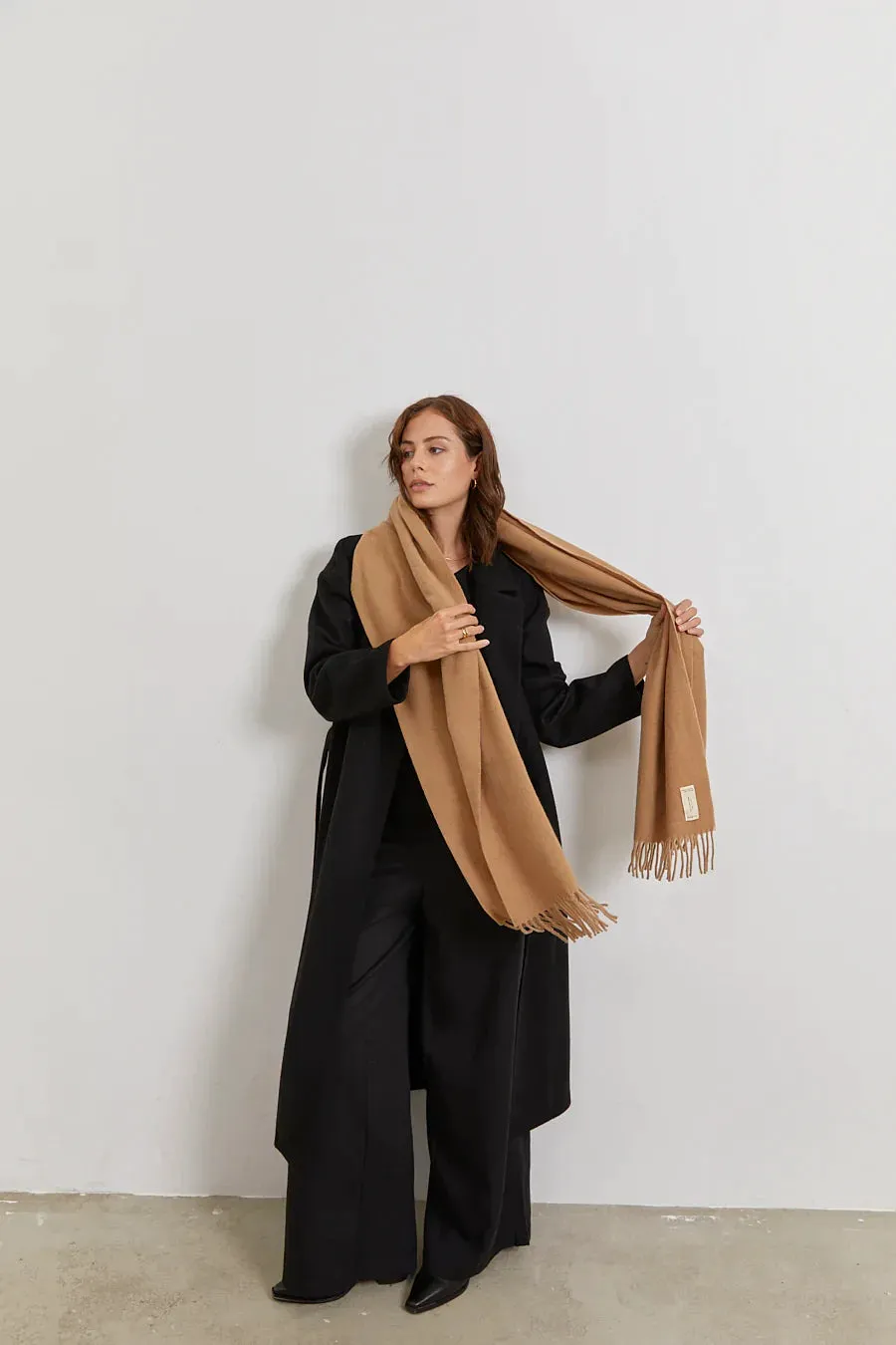 woven scarf - camel