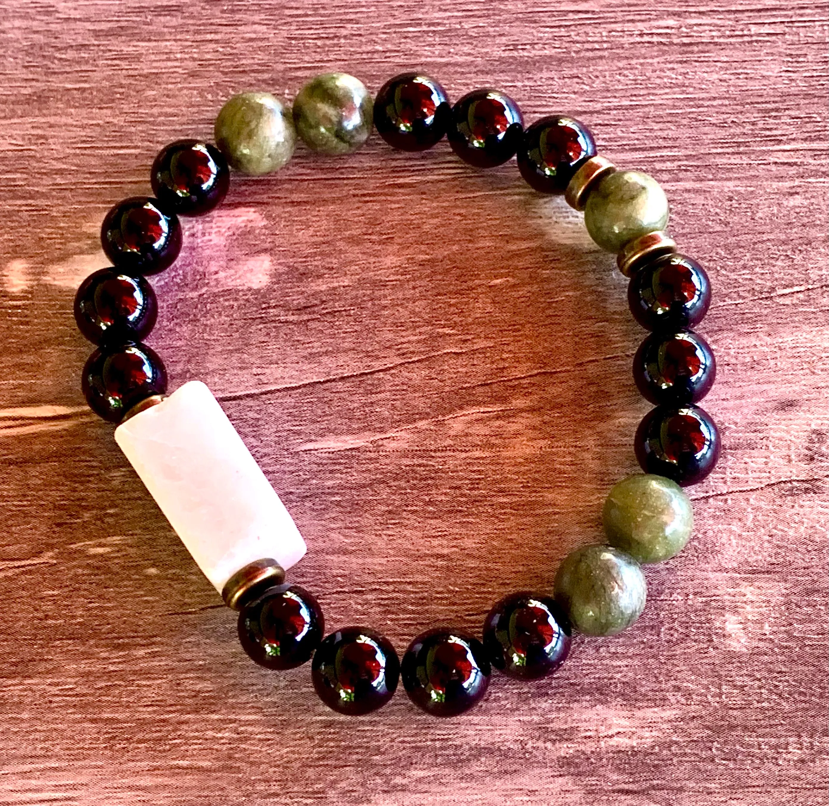 Wren Handmade Amazonite, Jade, Sodalite, White Quartz, and Black Tourmaline Expandable Bracelets