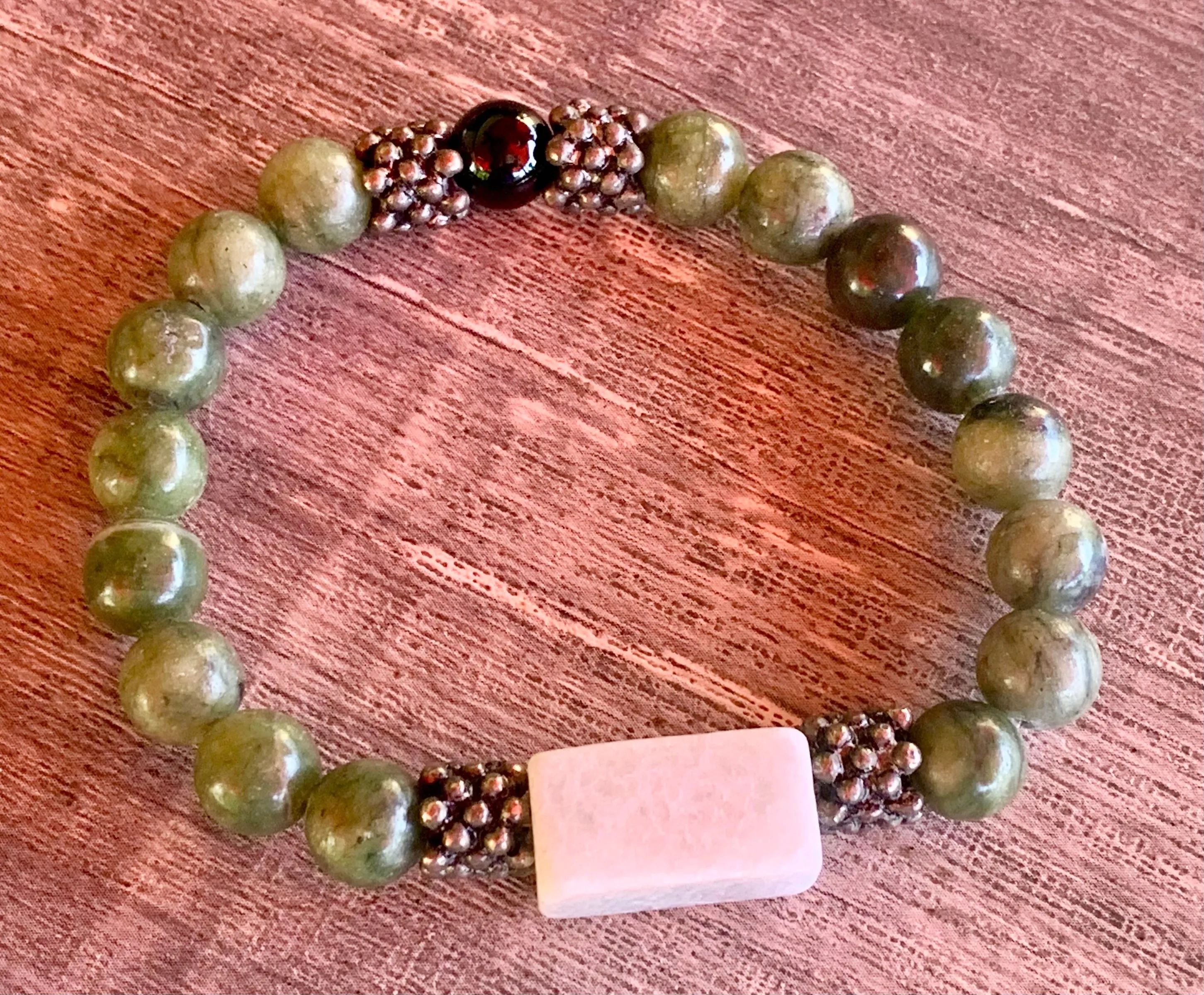 Wren Handmade Amazonite, Jade, Sodalite, White Quartz, and Black Tourmaline Expandable Bracelets