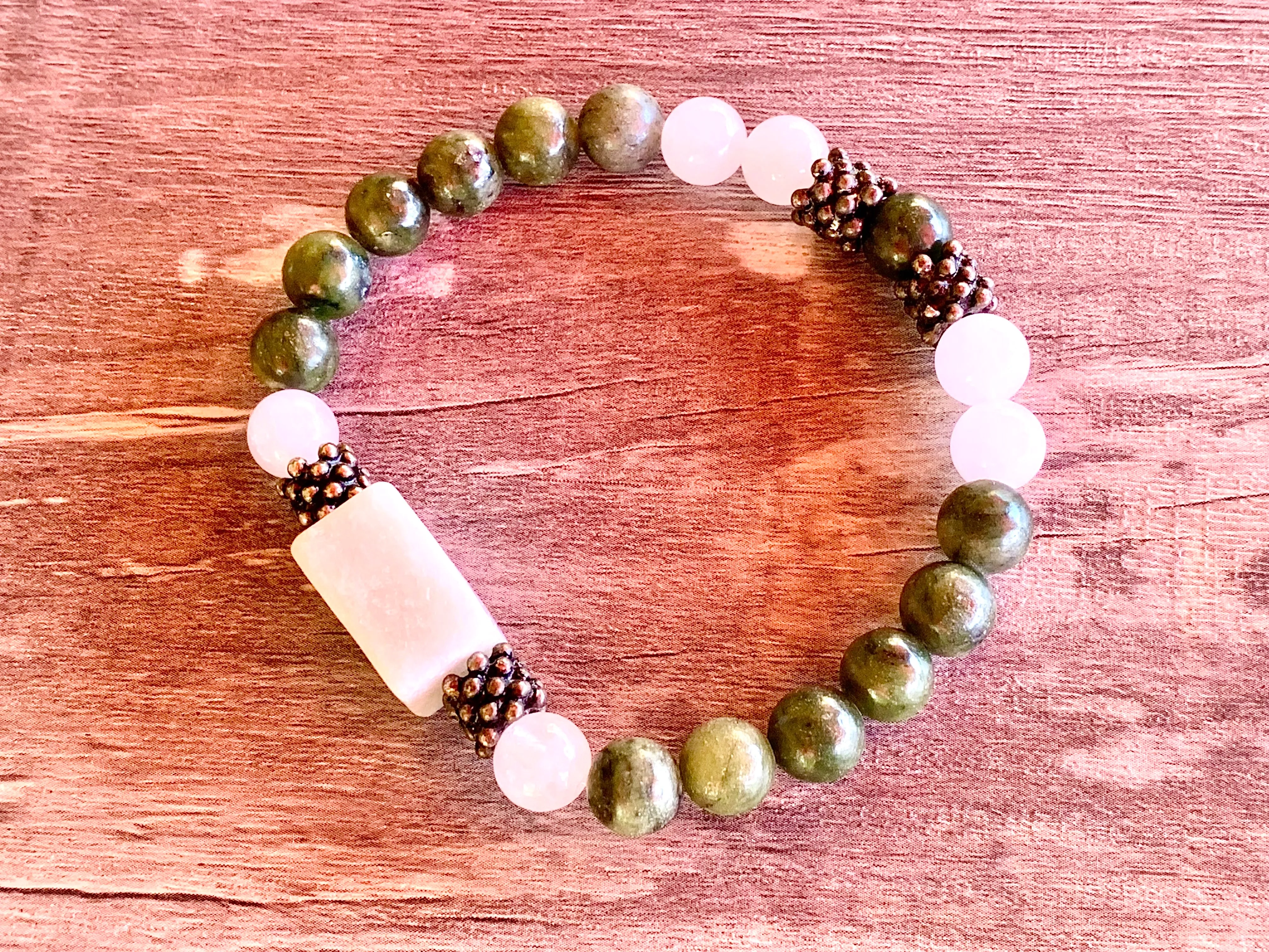 Wren Handmade Amazonite, Jade, Sodalite, White Quartz, and Black Tourmaline Expandable Bracelets