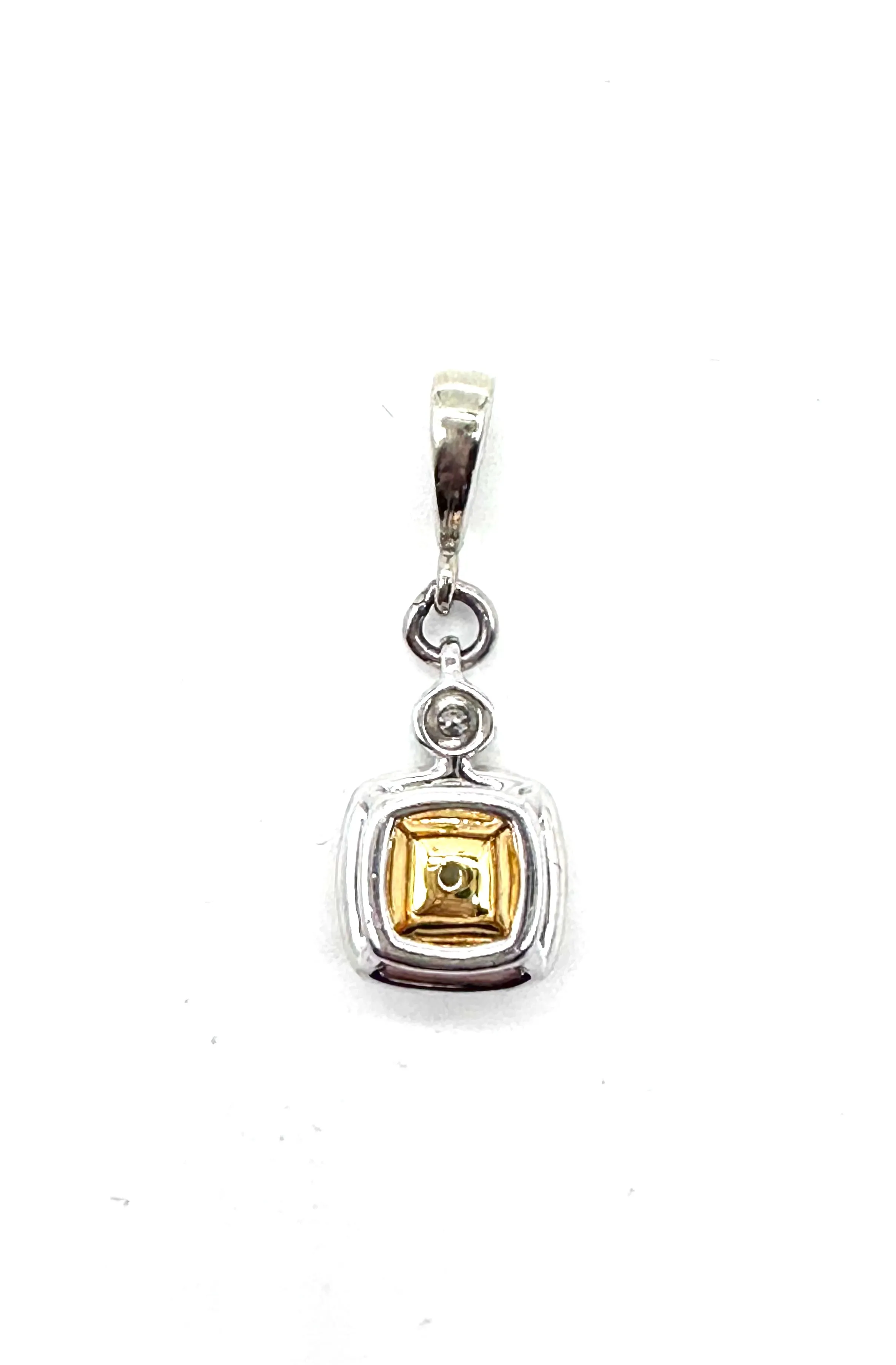 Yellow Diamond w/ White Diamond Halo Pendant