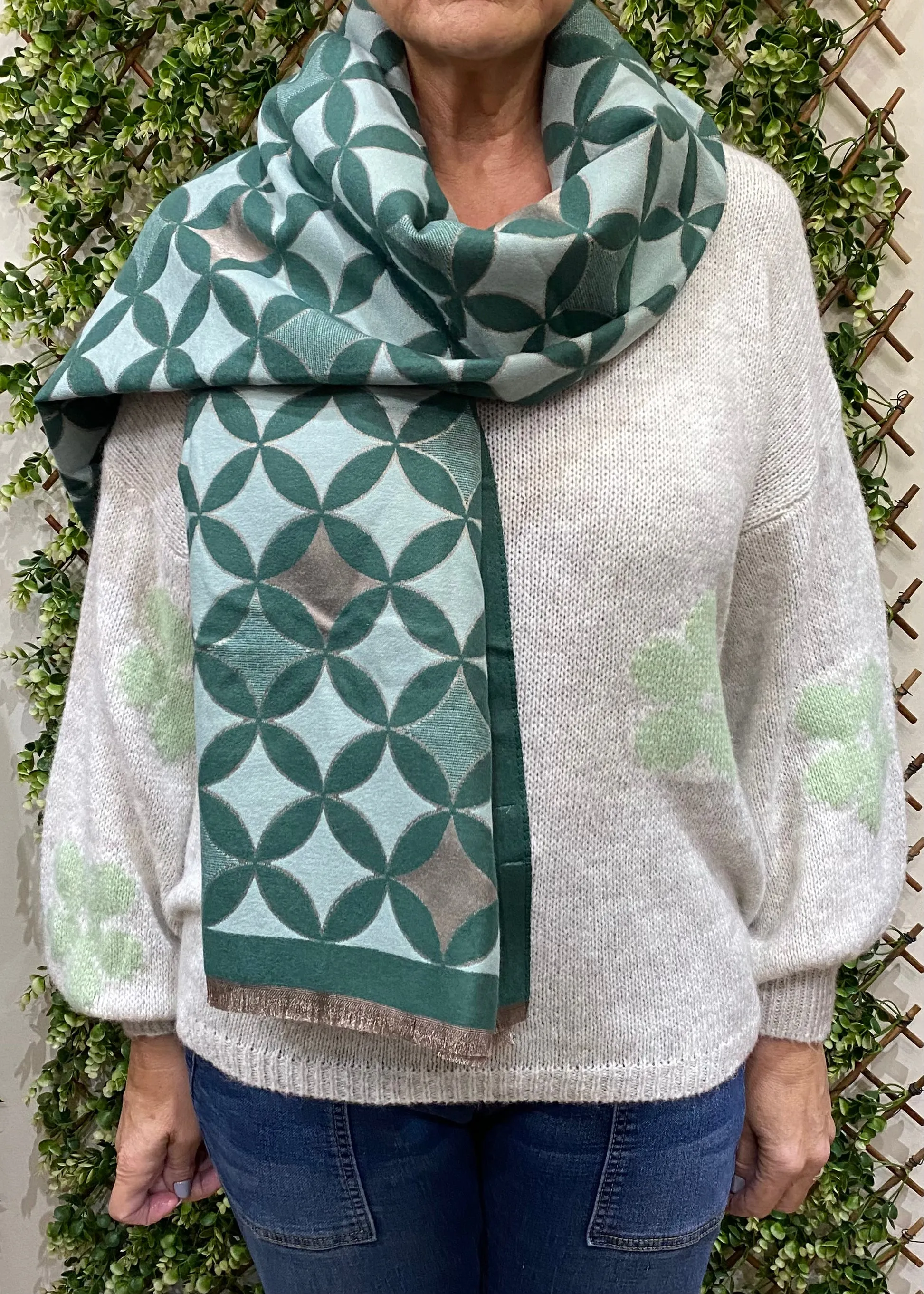 Zelly 10494 Geometric Print Scarf Style Wrap (3 Colours)