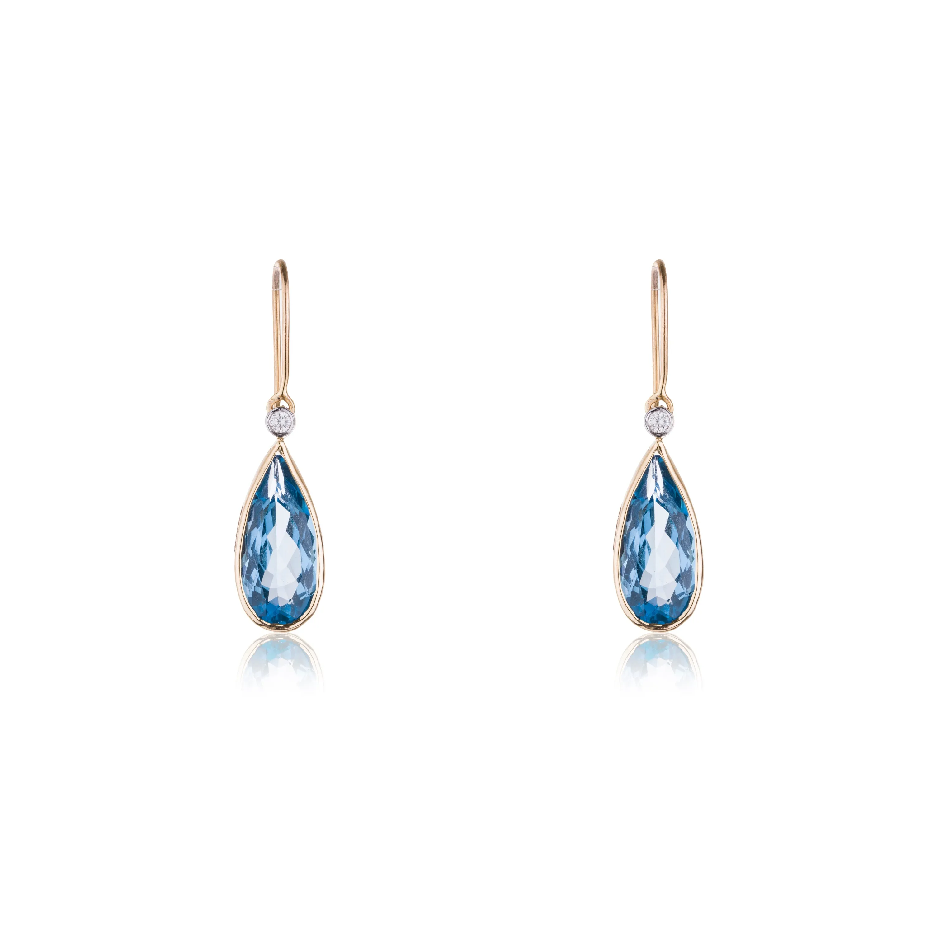 Zoya Blue Topaz Oval Large Drop with Diamonds, 14K Gold